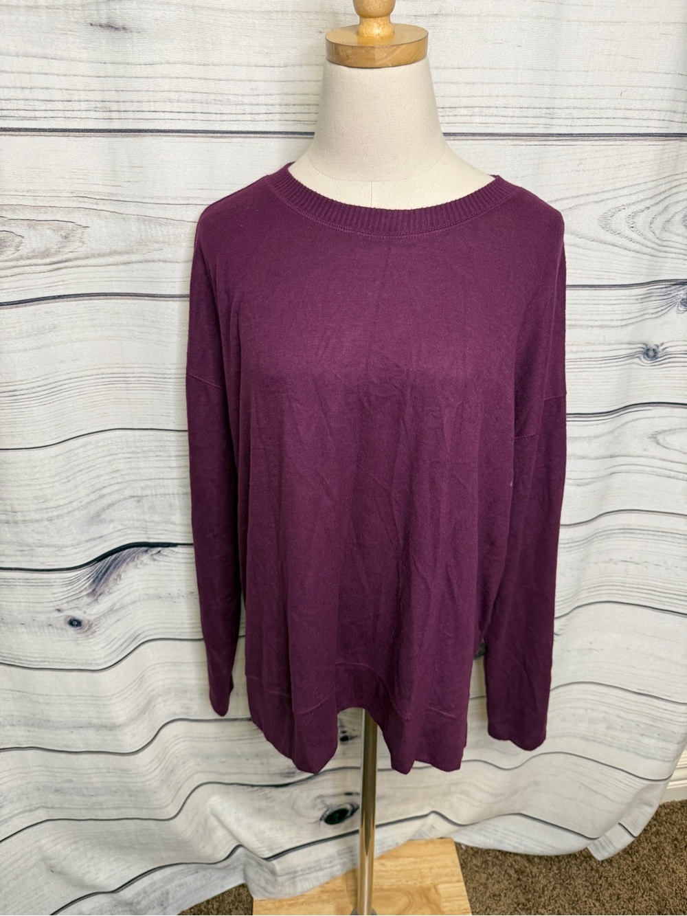Lucky Brand Women's Scoopneck Sweater in Plum Berry